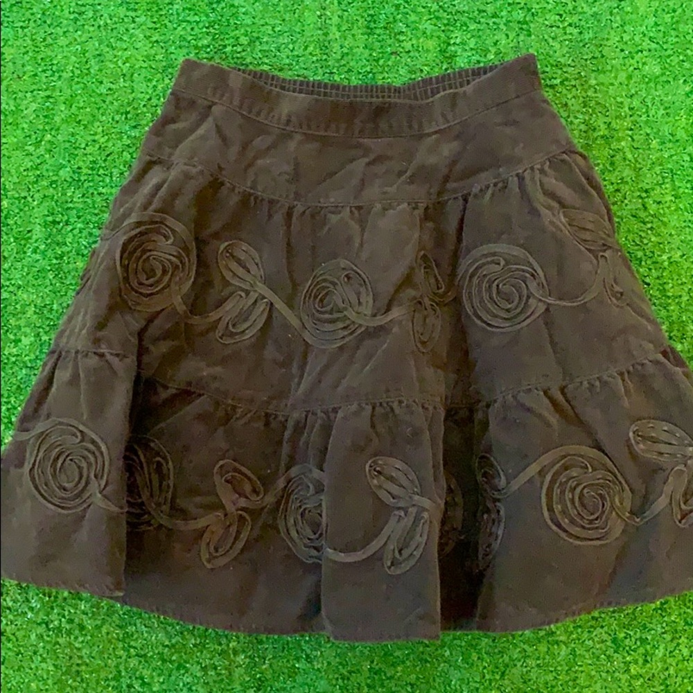 Navy green floral skirt